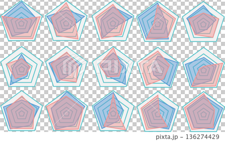 Radar chart graphic material illustration set Radar chart graphic material illustration set 136274429