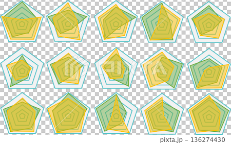 Radar chart graphic material illustration set Radar chart graphic material illustration set 136274430