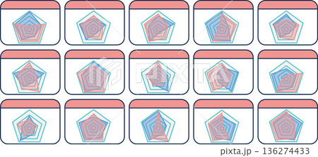 レーダーチャートのグラフィック素材イラストセット レーダーチャートのグラフィック素材イラストセット 136274433