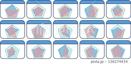 レーダーチャートのグラフィック素材イラストセット 136274434