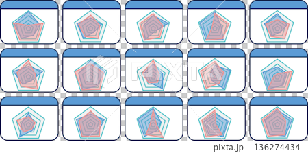 レーダーチャートのグラフィック素材イラストセット 136274434