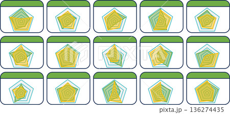 レーダーチャートのグラフィック素材イラストセット 136274435