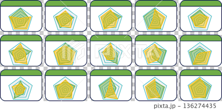 レーダーチャートのグラフィック素材イラストセット 136274435