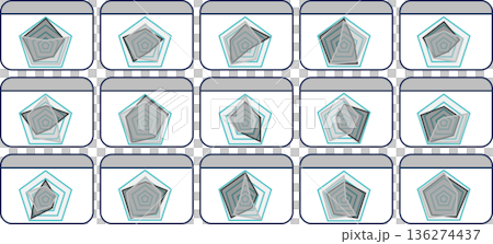 Radar chart graphic material illustration set Radar chart graphic material illustration set 136274437