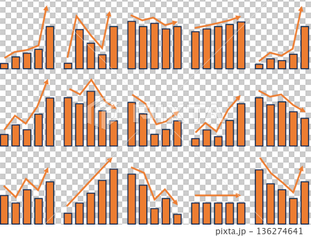 Bar graph graphic material illustration set Bar graph graphic material illustration set 136274641