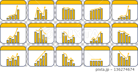 Bar graph graphic material illustration set Bar graph graphic material illustration set 136274674