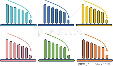 棒グラフのグラフィック素材イラストセット 136274686