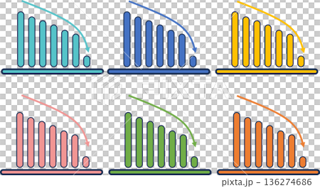 Bar graph graphic material illustration set 136274686