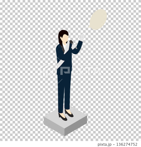 選挙演説を行う立候補者のアイソメトリックイラスト 136274752