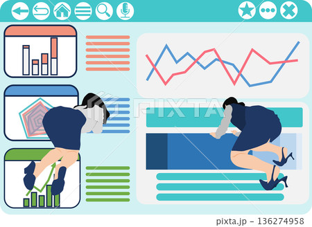 会議の資料を作成するビジネスウーマンのイラスト 136274958