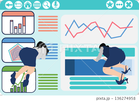 会議の資料を作成するビジネスウーマンのイラスト 136274958