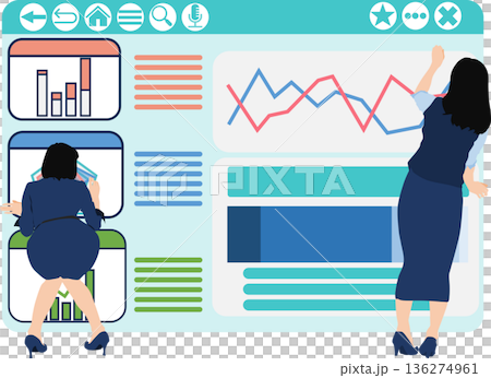 会議の資料を作成するビジネスウーマンのイラスト 会議の資料を作成するビジネスウーマンのイラスト 136274961