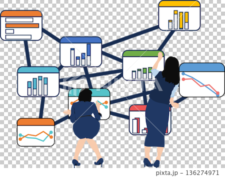一位女商人為會議製作材料的插圖 一位女商人為會議製作材料的插圖 136274971