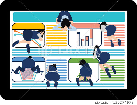 会議の資料を作成するビジネスウーマンのイラスト 会議の資料を作成するビジネスウーマンのイラスト 136274975
