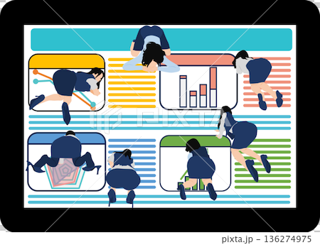 会議の資料を作成するビジネスウーマンのイラスト 会議の資料を作成するビジネスウーマンのイラスト 136274975
