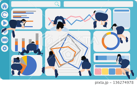 会議の資料を作成するビジネスウーマンのイラスト 136274978