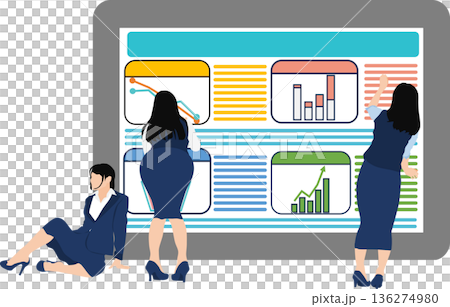 会議の資料を作成するビジネスウーマンのイラスト 会議の資料を作成するビジネスウーマンのイラスト 136274980