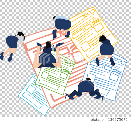 一位女商人為會議製作材料的插圖 136275072