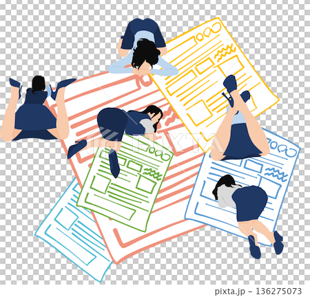 会議の資料を作成するビジネスウーマンのイラスト 会議の資料を作成するビジネスウーマンのイラスト 136275073