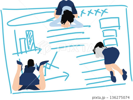 会議の資料を作成するビジネスウーマンのイラスト 136275074