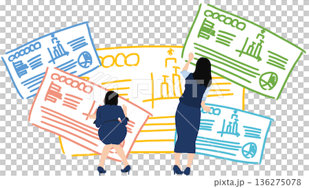 会議の資料を作成するビジネスウーマンのイラスト 会議の資料を作成するビジネスウーマンのイラスト 136275078