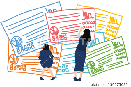 会議の資料を作成するビジネスウーマンのイラスト 会議の資料を作成するビジネスウーマンのイラスト 136275082