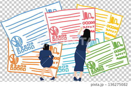 会議の資料を作成するビジネスウーマンのイラスト 会議の資料を作成するビジネスウーマンのイラスト 136275082