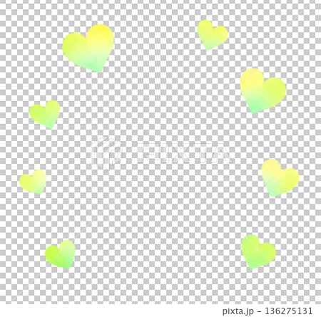 ハートマーク　たくさん　グラデーション　黄色 136275131