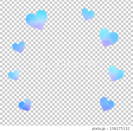 ハートマーク　たくさん　グラデーション　水色 136275132