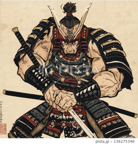 甲冑を着た武士 136275346