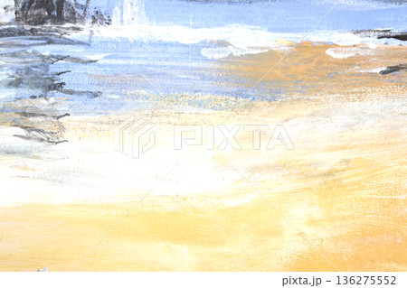 Thick abstract acrylic oil paint lines and orange blue sky or sea background Thick abstract acrylic oil paint lines and orange blue sky or sea background 136275552