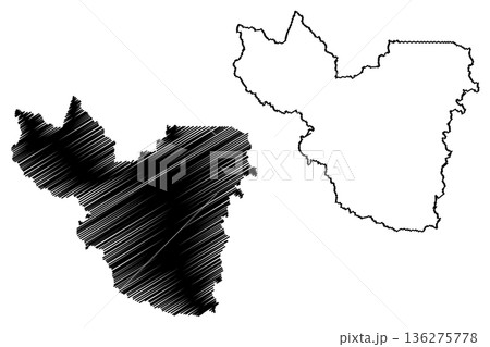 Campo Novo de Rondonia municipality (State of Rondonia or Rondonia, RO, Municipalities of Brazil, Federative Republic of Brazil) map vector illustration, scribble sketch map 136275778