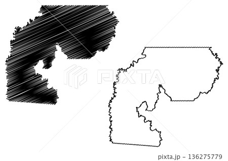 Candeias do Jamari municipality (State of Rondonia or Rondonia, RO, Municipalities of Brazil, Federative Republic of Brazil) map vector illustration, scribble sketch Candeias do Jamari map 136275779