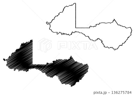 Costa Marques municipality (State of Rondonia or Rondonia, RO, Municipalities of Brazil, Federative Republic of Brazil) map vector illustration, scribble sketch Costa Marques map 136275784