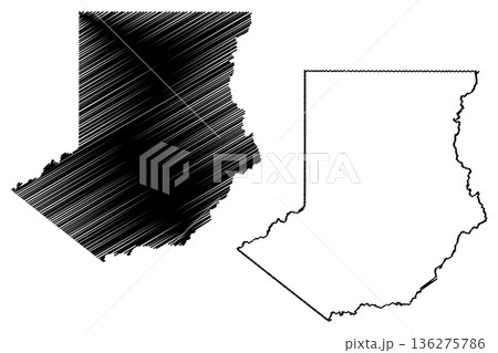 Espigao dOeste municipality (State of Rondonia or Rondonia, RO, Municipalities of Brazil, Federative Republic of Brazil) map vector illustration, scribble sketch Espigao d'Oeste map 136275786