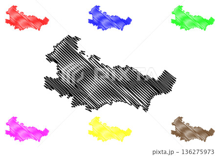 Baden district (Republic of Austria or osterreich, Lower Austria or Niederosterreich state) map vector illustration, scribble sketch Bezirk Baden map 136275973