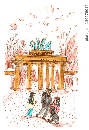 Illustration of Brandenburg Gate in Winter 136276016