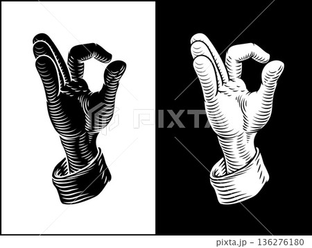 Chefs Kiss Hand OK Gesture Woodcut Illustration Chefs Kiss Hand OK Gesture Woodcut Illustration 136276180