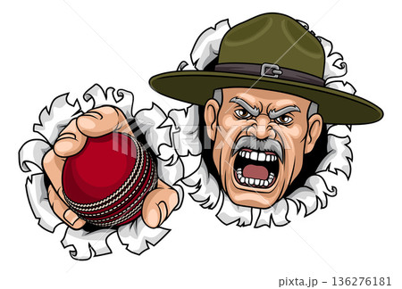 Drill Instructor Sergeant Bootcamp Cricket Mascot Drill Instructor Sergeant Bootcamp Cricket Mascot 136276181