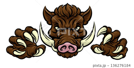 Boar Wild Hog Razorback Warthog Pig Sports Mascot 136276184