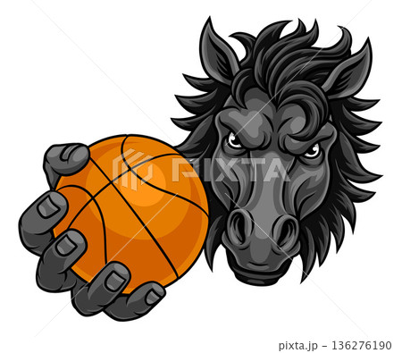 Horse Mustang Stallion Basketball Sports Mascot 136276190