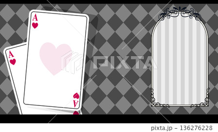 トランプのハートのエースとゴシックなフレームの背景素材 136276228