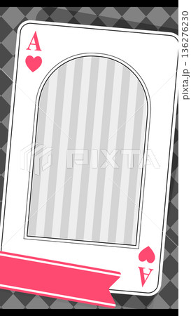 トランプのハートのエースとゴシックなフレームの背景素材、縦型 136276230
