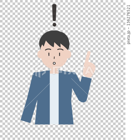 驚いて指を立てる男性のシンプル人物イラスト(ビックリマーク) 驚いて指を立てる男性のシンプル人物イラスト(ビックリマーク) 136276521