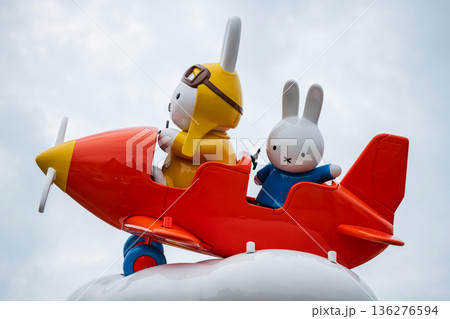 Miffy and Uncle Pilot in airplane at Wonder Square, Huis Ten Bosch Miffy and Uncle Pilot in airplane at Wonder Square, Huis Ten Bosch 136276594