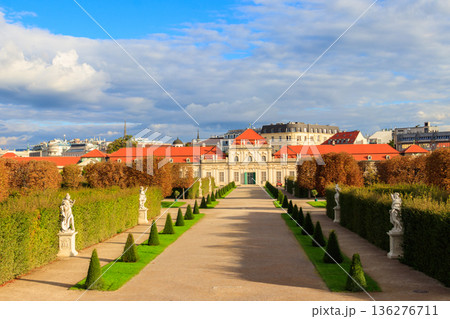 View over the garden to the Lower Belvedere Palace in Vienna, Austria View over the garden to the Lower Belvedere Palace in Vienna, Austria 136276711