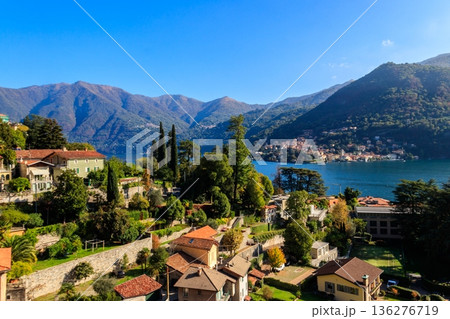 Panoramic view of Moltrasio town on Lake Como in Italy Panoramic view of Moltrasio town on Lake Como in Italy 136276719