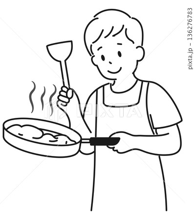 料理をする若い男性 136276783
