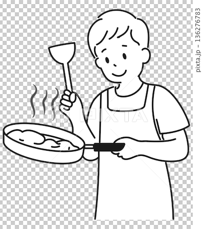 料理をする若い男性 136276783