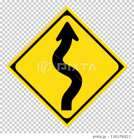 Warning sign: Right-hand zigzag Warning sign: Right-hand zigzag 136276821